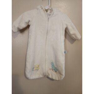 Vintage Little Me Hooded Zip Up Embroidered Terry Cloth USA Made One Size Yellow